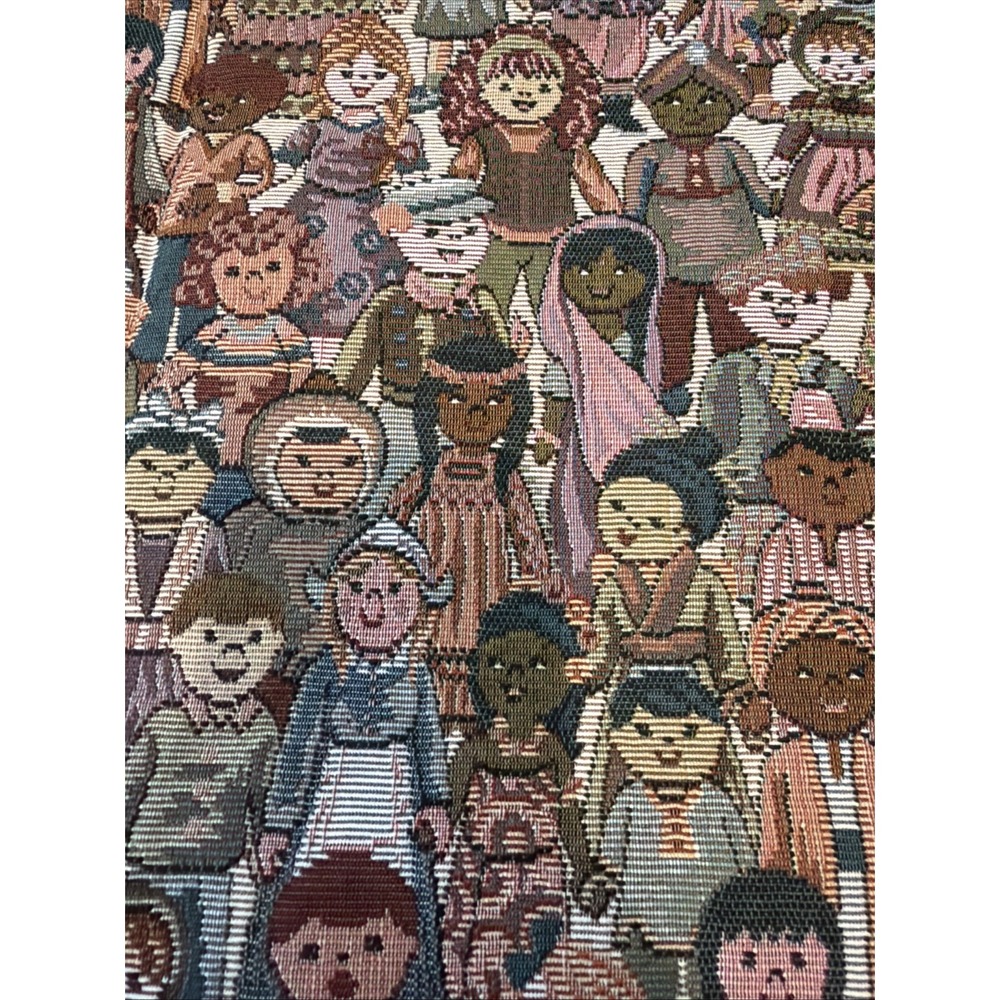 Vintage Tapestry Fabric~Children Of The World Thick Heavy 55" X 26"